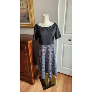 Helyo Size XL Black White Checkered Fit and Flare Semi Formal Dress